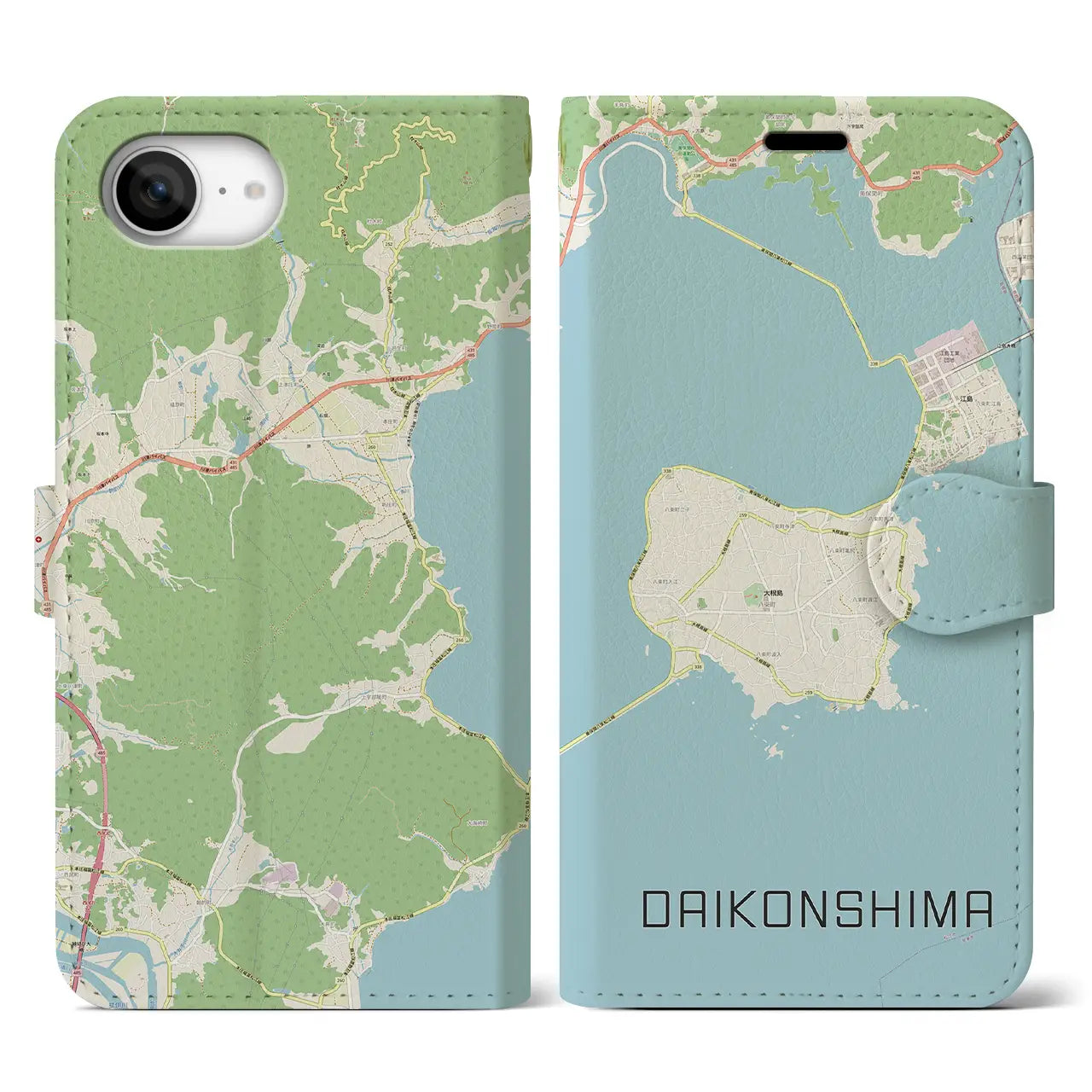 【大根島(島根県)】地図柄iPhoneケース(手帳タイプ)