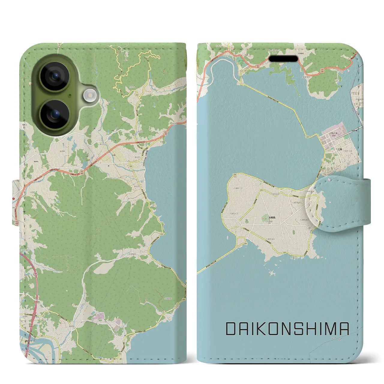 【大根島(島根県)】地図柄iPhoneケース(手帳タイプ)