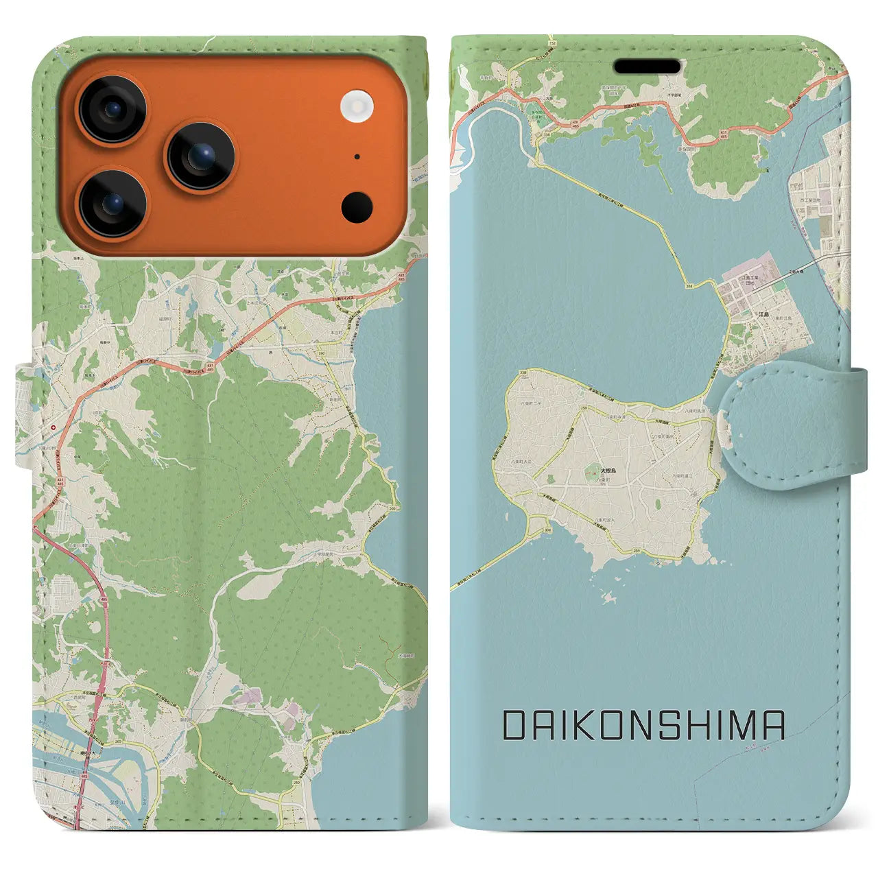 【大根島(島根県)】地図柄iPhoneケース(手帳タイプ)