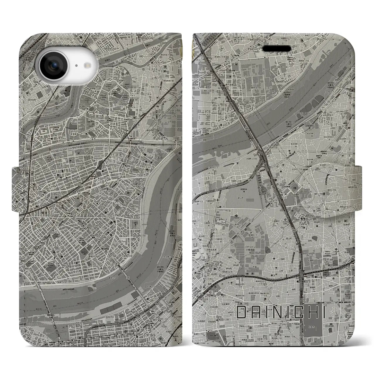 【大日(大阪府)】地図柄iPhoneケース(手帳タイプ)