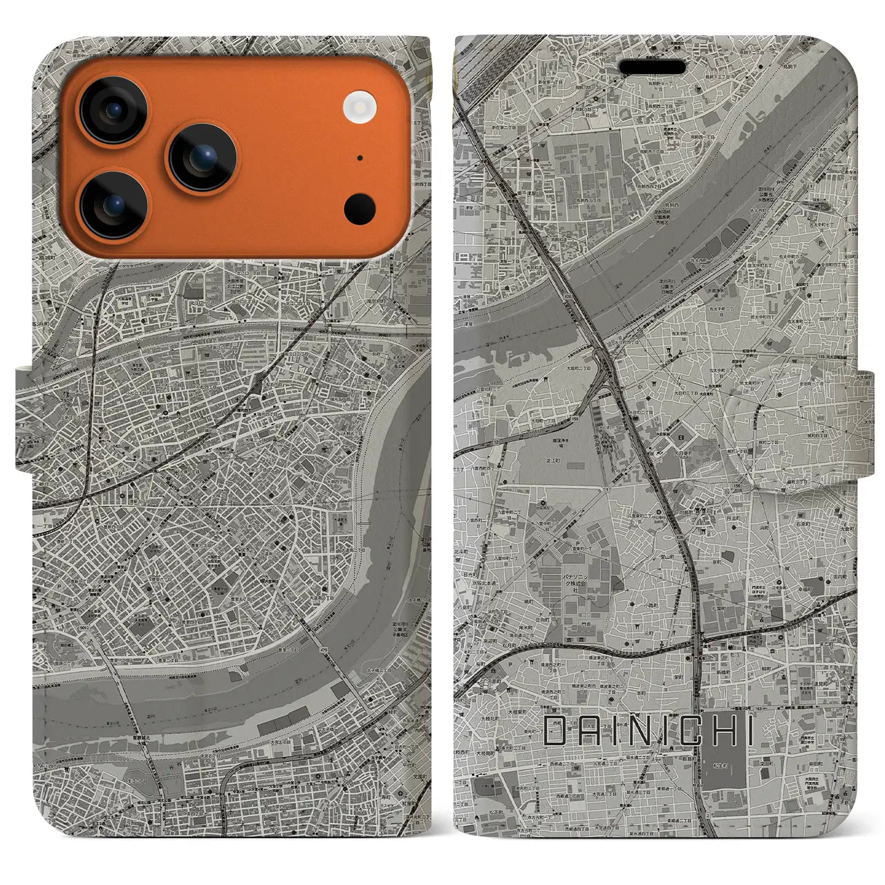 【大日(大阪府)】地図柄iPhoneケース(手帳タイプ)