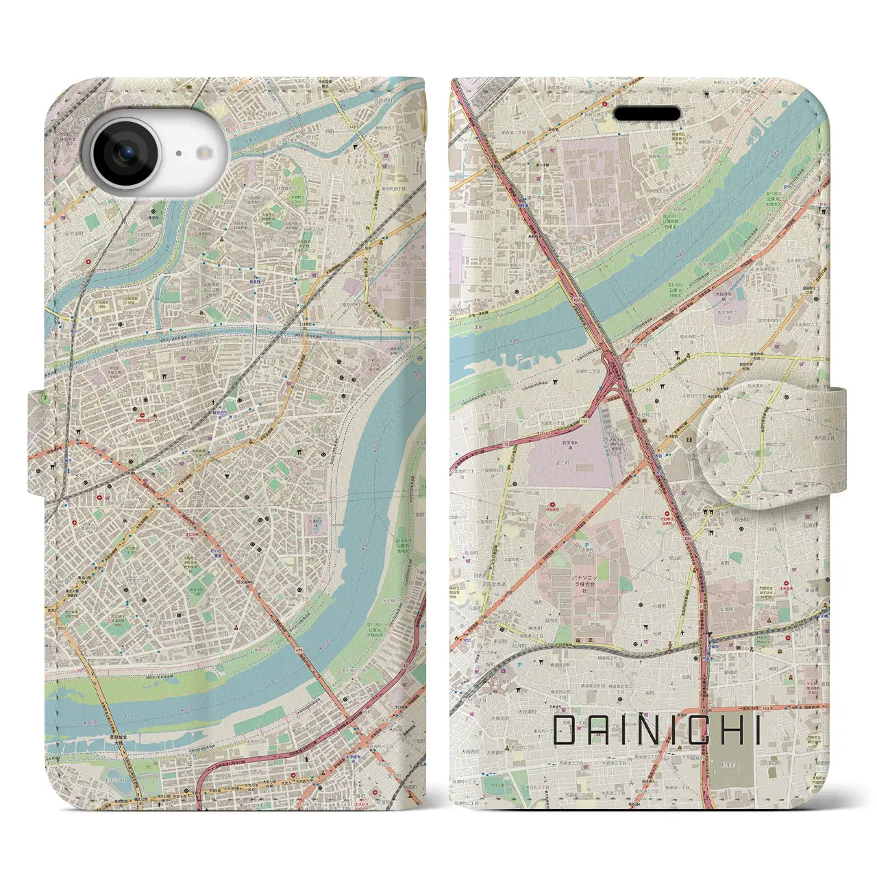 【大日(大阪府)】地図柄iPhoneケース(手帳タイプ)