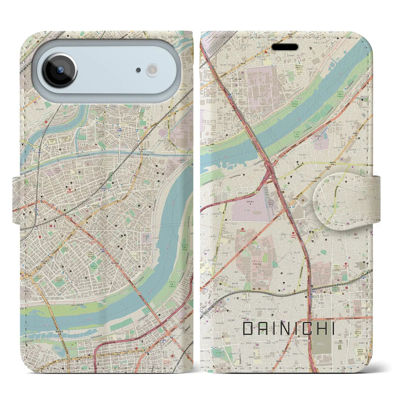 【大日(大阪府)】地図柄iPhoneケース(手帳タイプ)