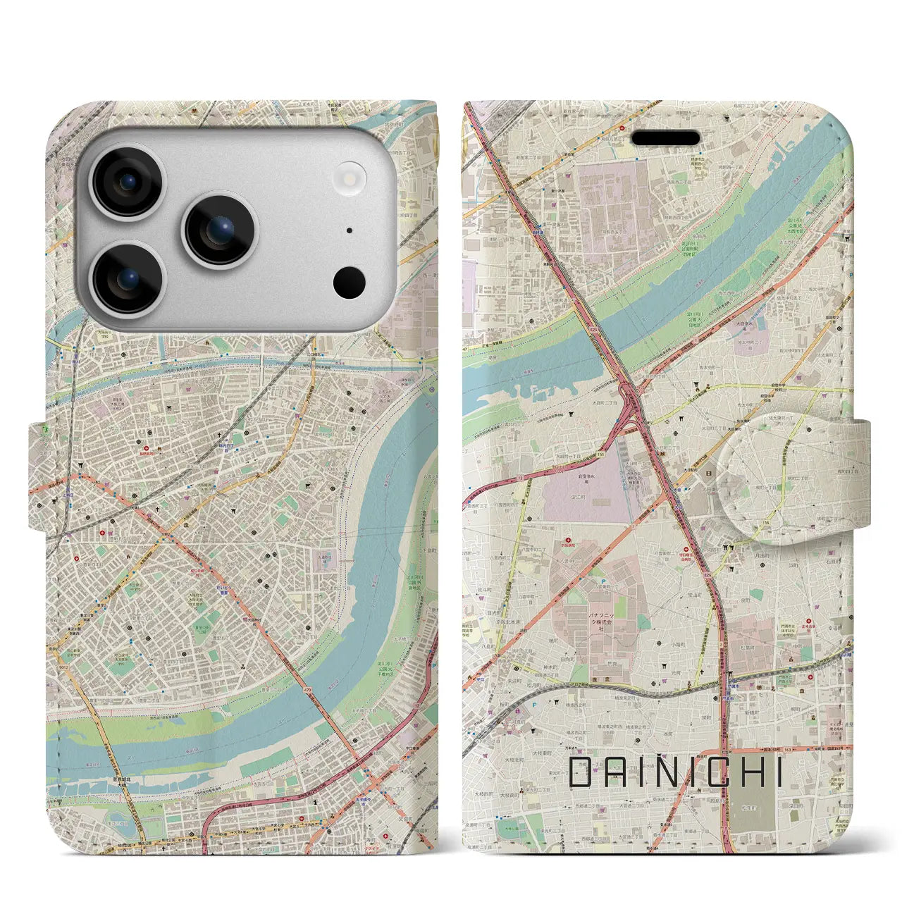 【大日(大阪府)】地図柄iPhoneケース(手帳タイプ)