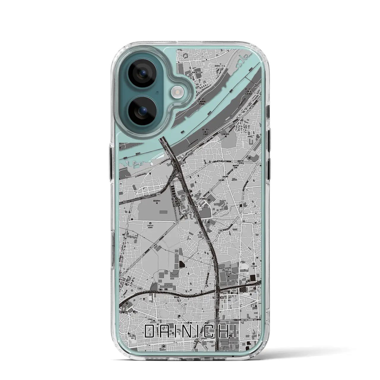 【大日(大阪府)】地図柄iPhoneケース(MagSafeタイプ)モノトーン・iPhone 16 Pro 用
