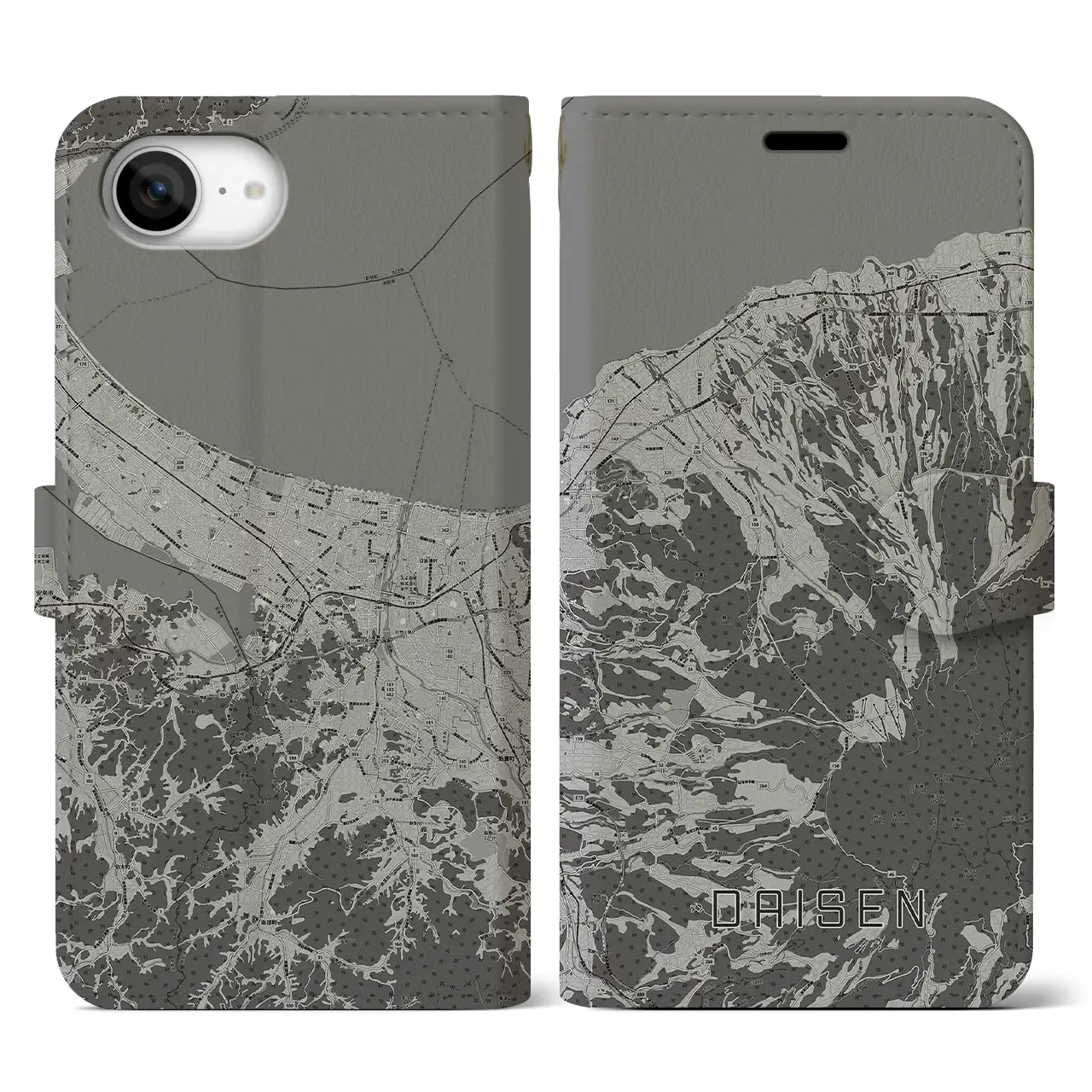 【大山(鳥取県)】地図柄iPhoneケース(手帳タイプ)