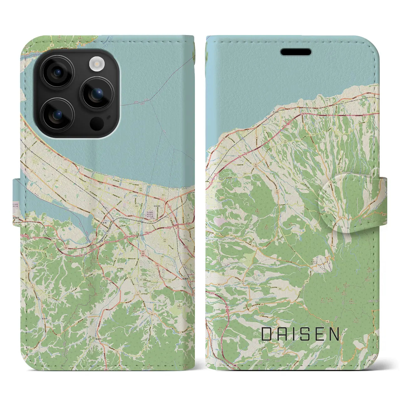 【大山(鳥取県)】地図柄iPhoneケース(手帳タイプ)ナチュラル・iPhone 16 用