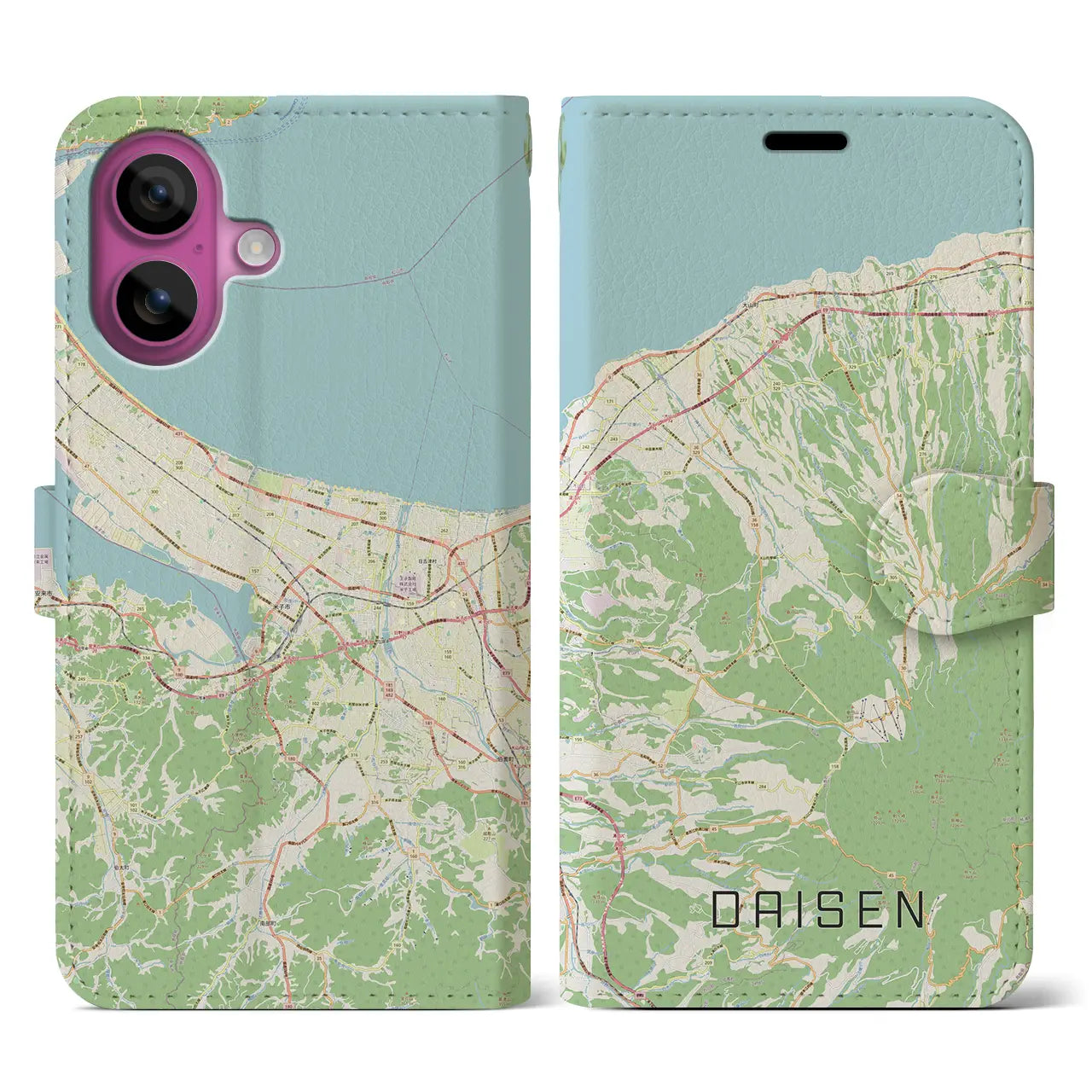 【大山(鳥取県)】地図柄iPhoneケース(手帳タイプ)ナチュラル・iPhone 16 Pro 用
