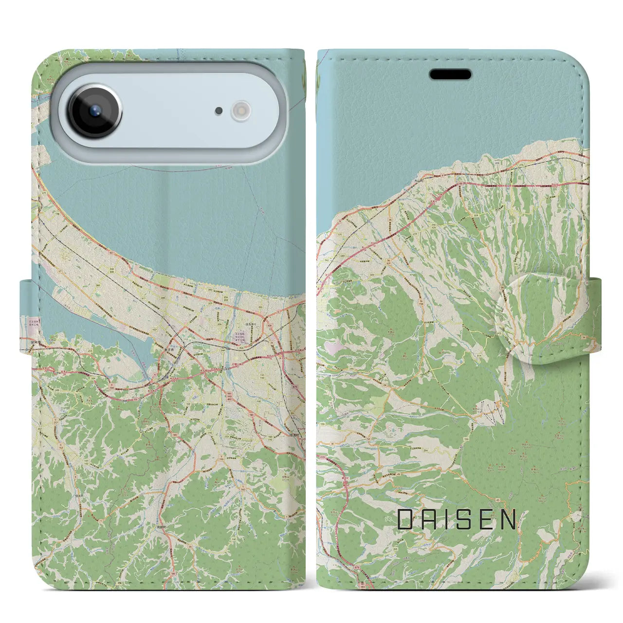 【大山(鳥取県)】地図柄iPhoneケース(手帳タイプ)モノトーン・iPhone 17 Pro Max 用