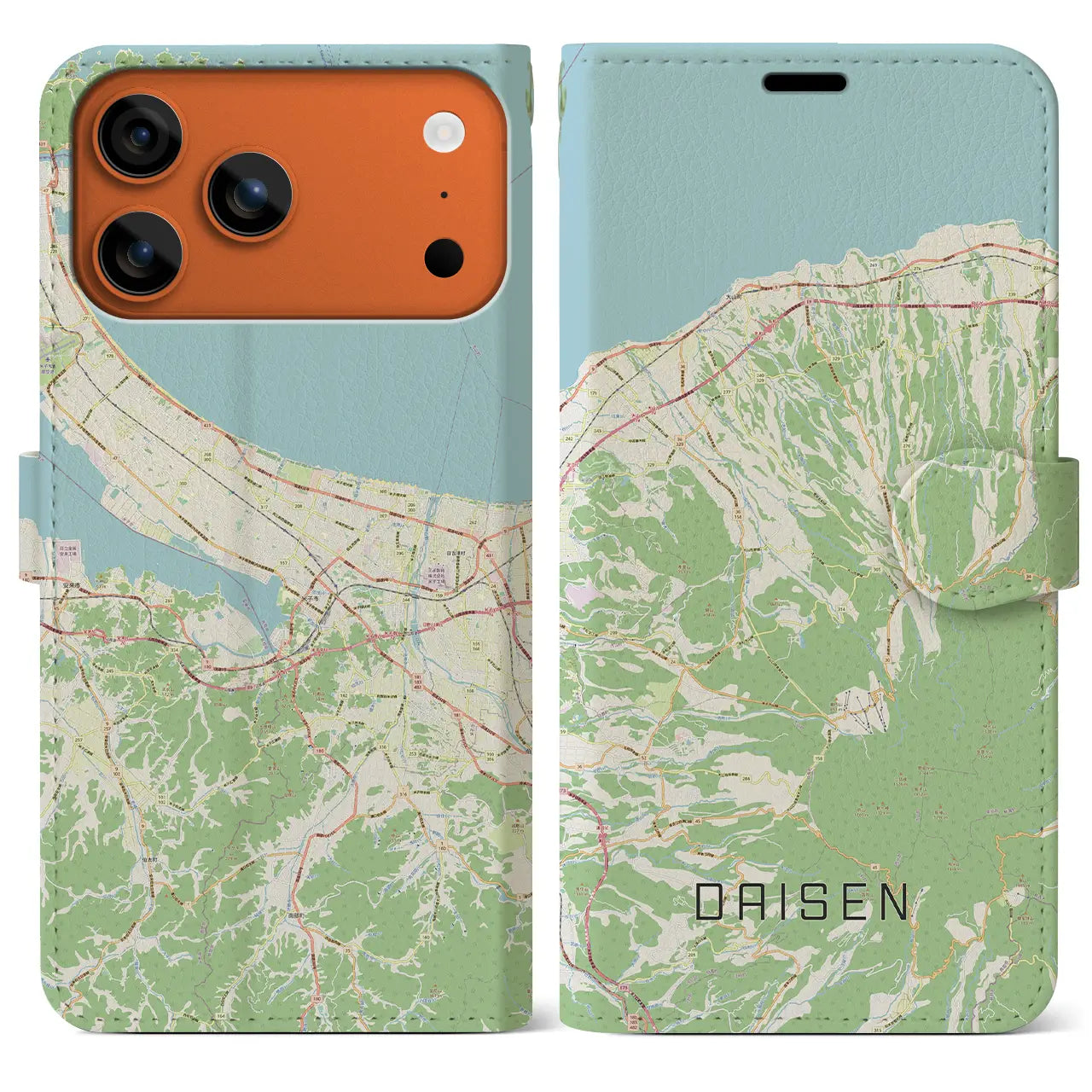 【大山(鳥取県)】地図柄iPhoneケース(手帳タイプ)ナチュラル・iPhone 17 Pro Max 用