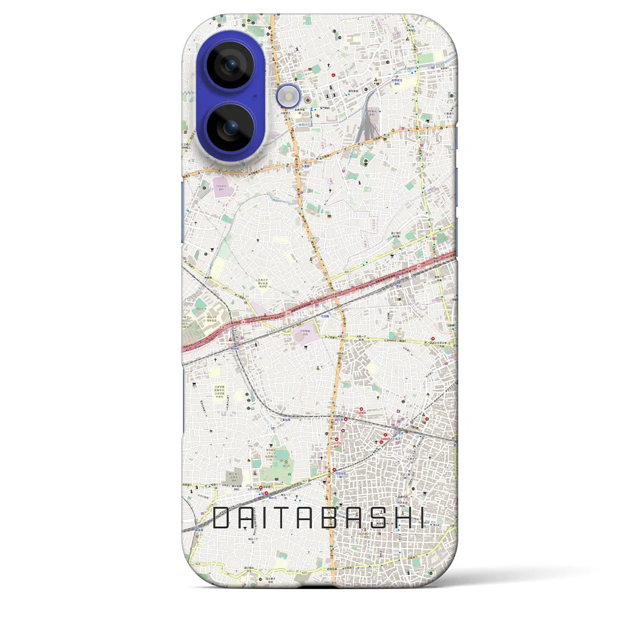 【代田橋(東京都)】地図柄iPhoneケース(バックカバータイプ)ブラック・iPhone 16 Pro Max 用