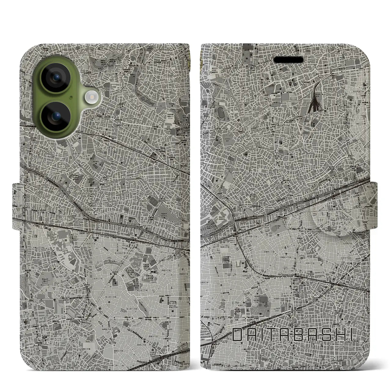 【代田橋(東京都)】地図柄iPhoneケース(手帳タイプ)