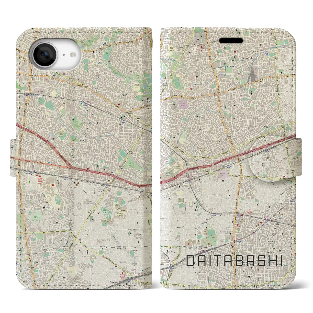 【代田橋(東京都)】地図柄iPhoneケース(手帳タイプ)