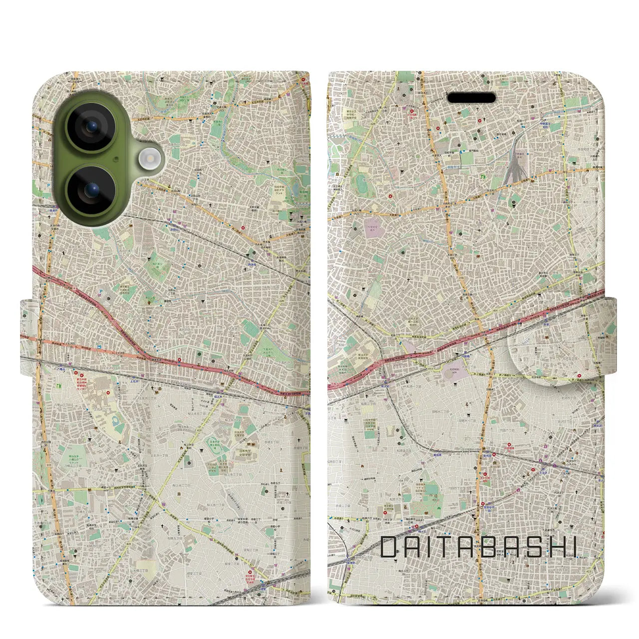 【代田橋(東京都)】地図柄iPhoneケース(手帳タイプ)