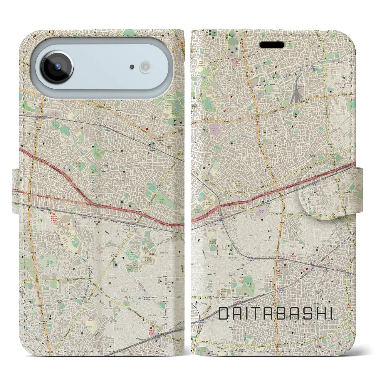 【代田橋(東京都)】地図柄iPhoneケース(手帳タイプ)