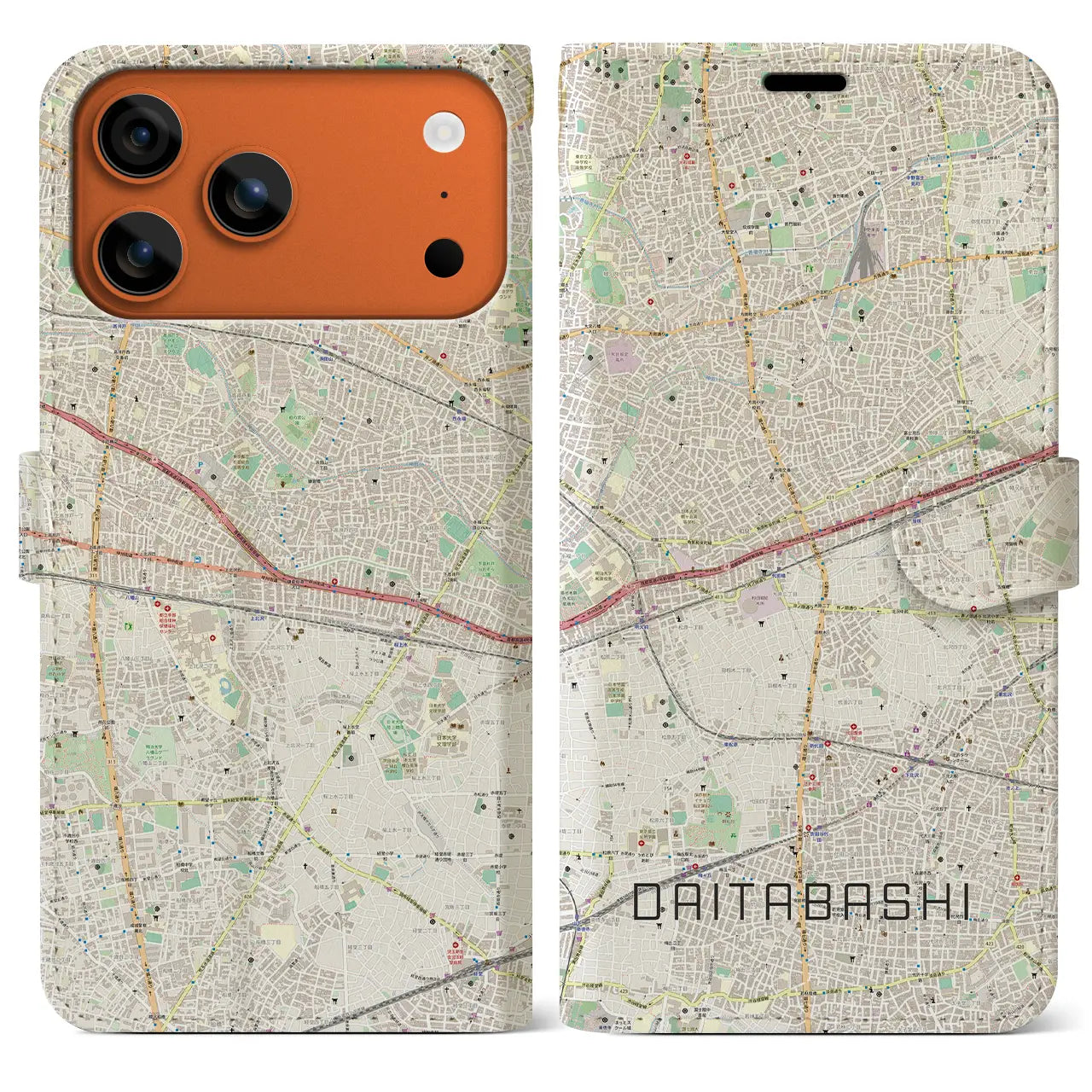 【代田橋(東京都)】地図柄iPhoneケース(手帳タイプ)