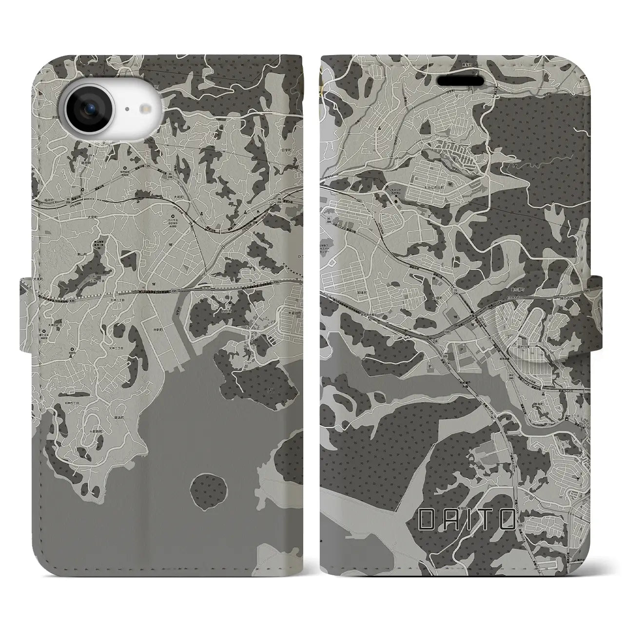 【大塔(長崎県)】地図柄iPhoneケース(手帳タイプ)