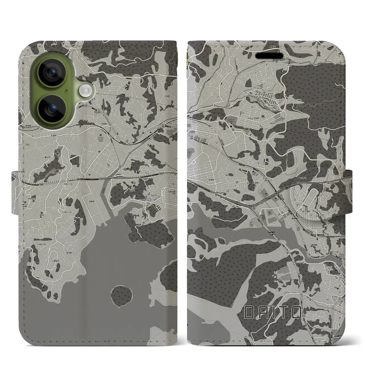 【大塔(長崎県)】地図柄iPhoneケース(手帳タイプ)