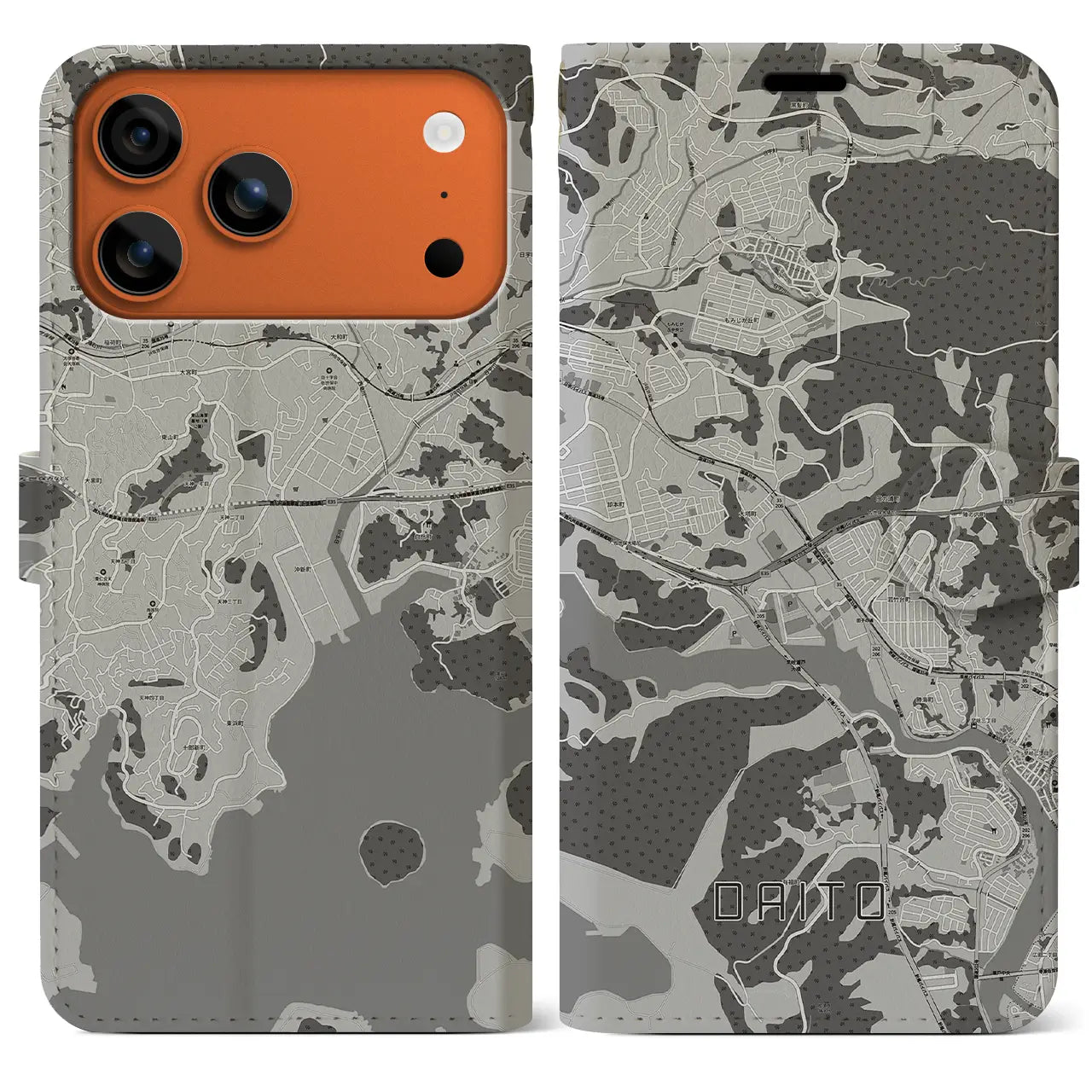 【大塔(長崎県)】地図柄iPhoneケース(手帳タイプ)