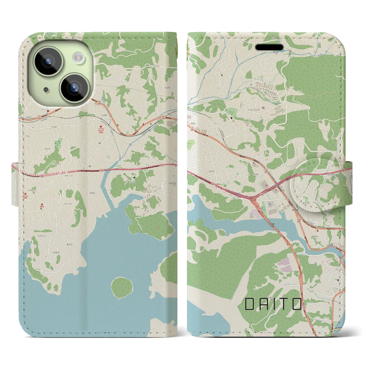 【大塔(長崎県)】地図柄iPhoneケース(手帳タイプ)