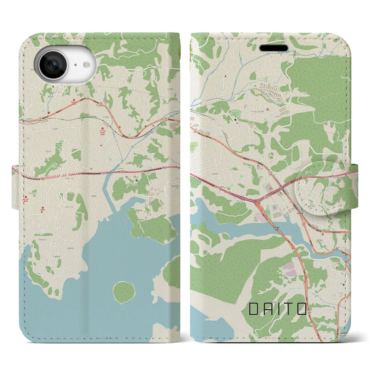 【大塔(長崎県)】地図柄iPhoneケース(手帳タイプ)