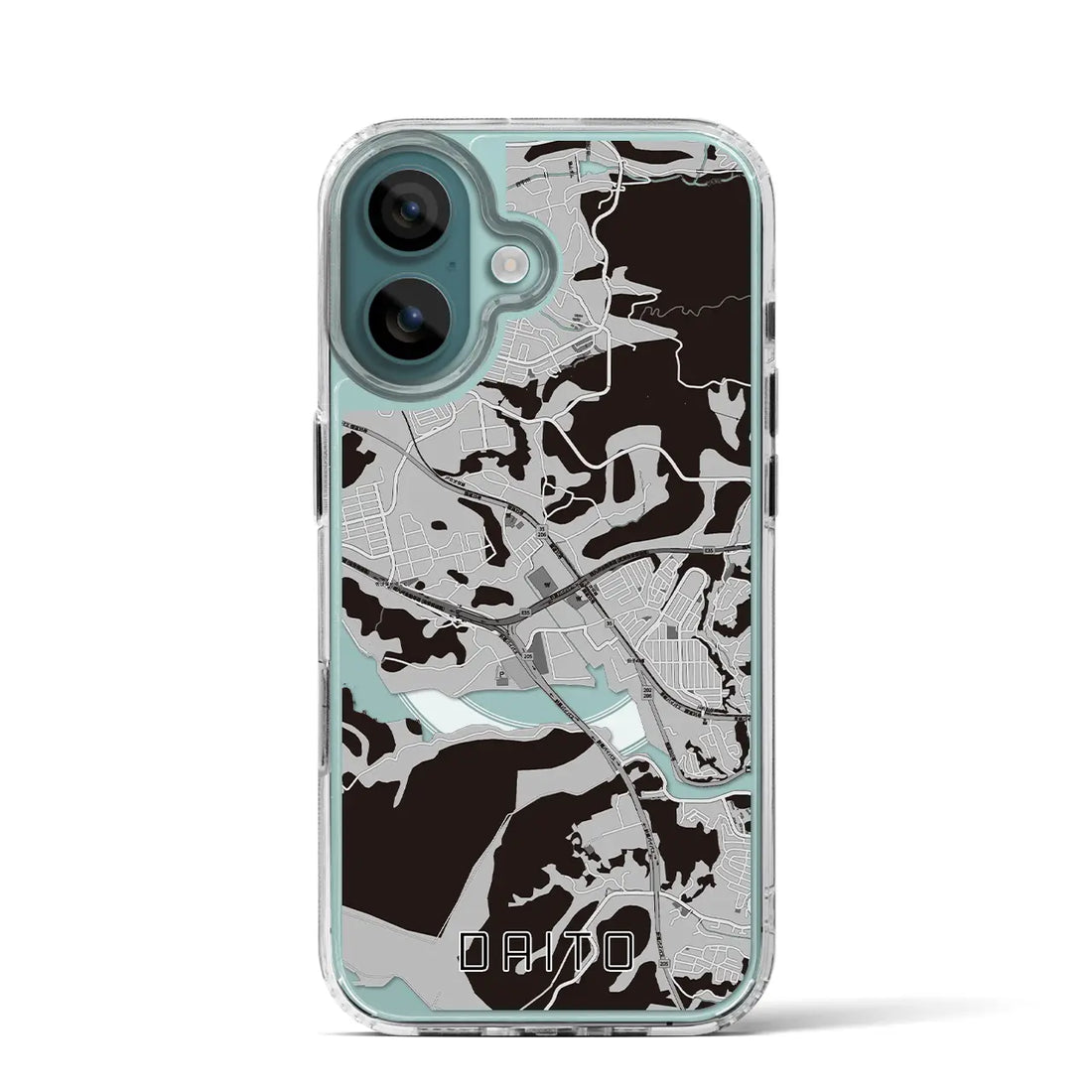 【大塔(長崎県)】地図柄iPhoneケース(MagSafeタイプ)モノトーン・iPhone 16 Pro 用