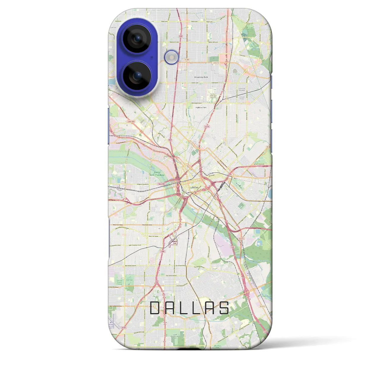 【ダラス(アメリカ)】地図柄iPhoneケース(バックカバータイプ)ブラック・iPhone 16 Pro Max 用