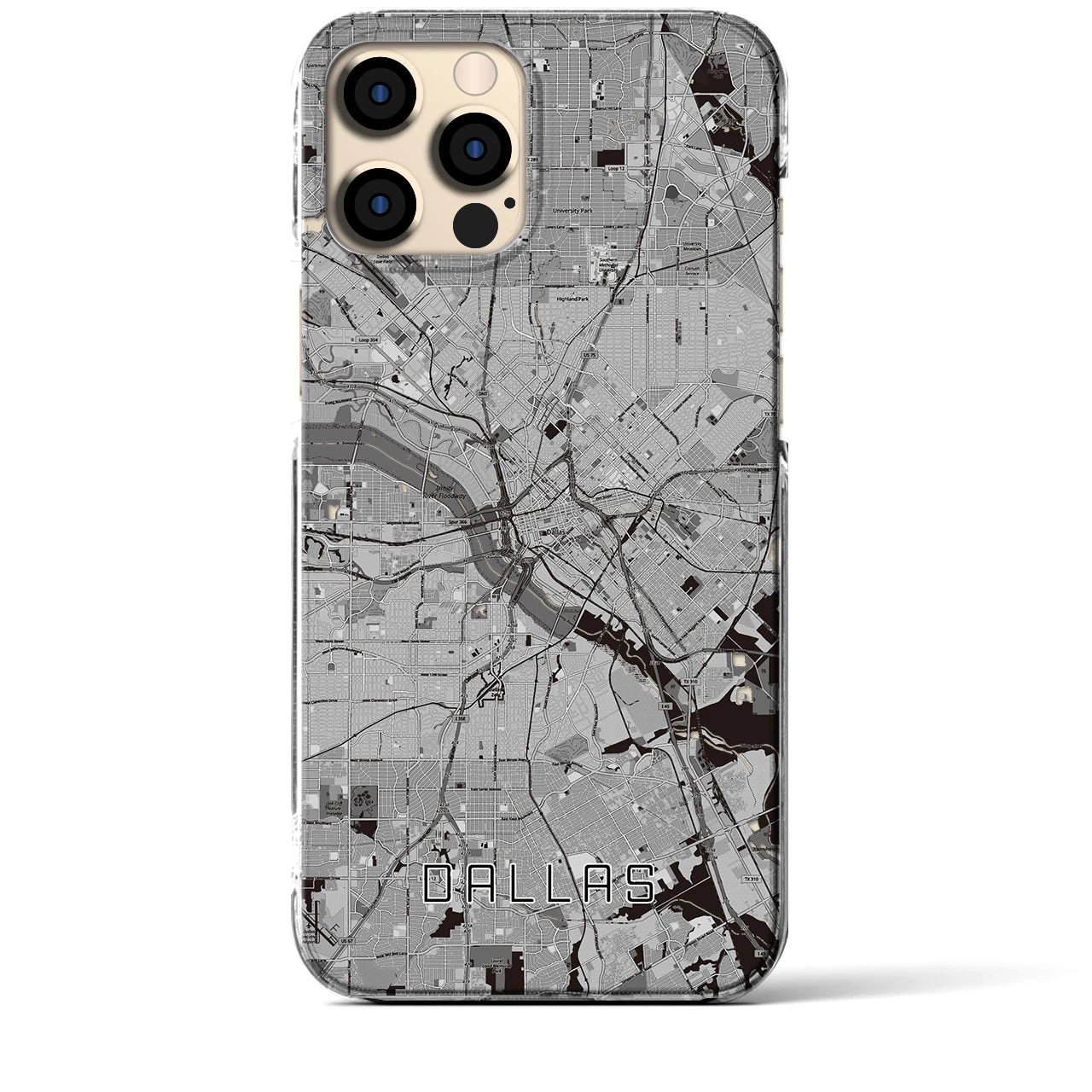 【ダラス(アメリカ)】地図柄iPhoneケース(クリアタイプ)