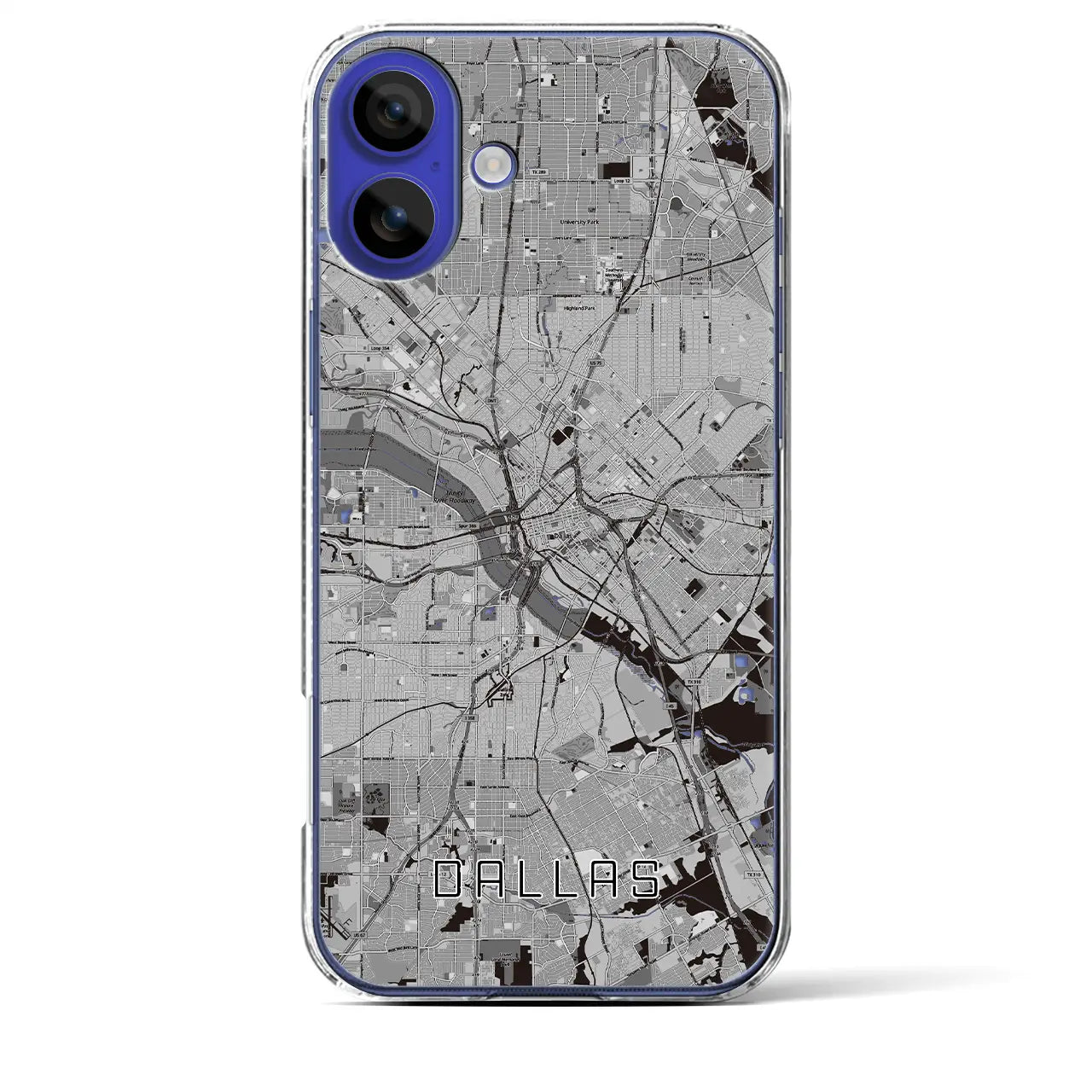 【ダラス(アメリカ)】地図柄iPhoneケース(クリアタイプ)モノトーン・iPhone 16 Pro Max 用