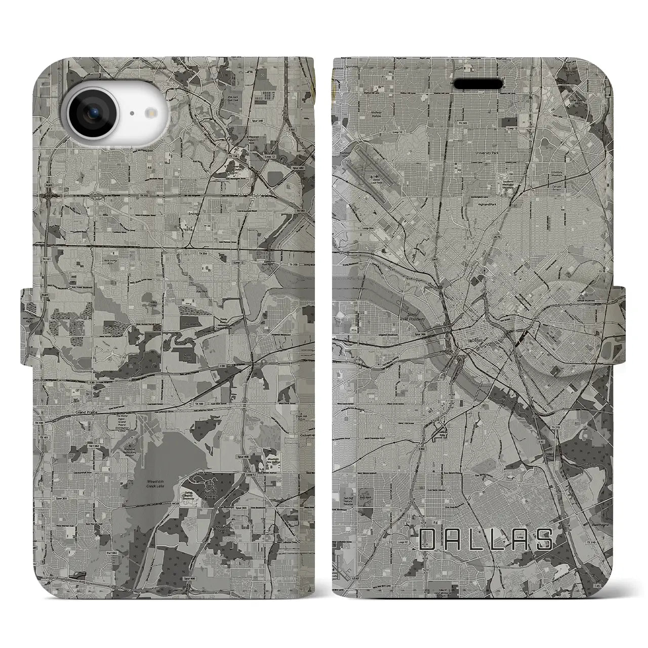 【ダラス(アメリカ)】地図柄iPhoneケース(手帳タイプ)