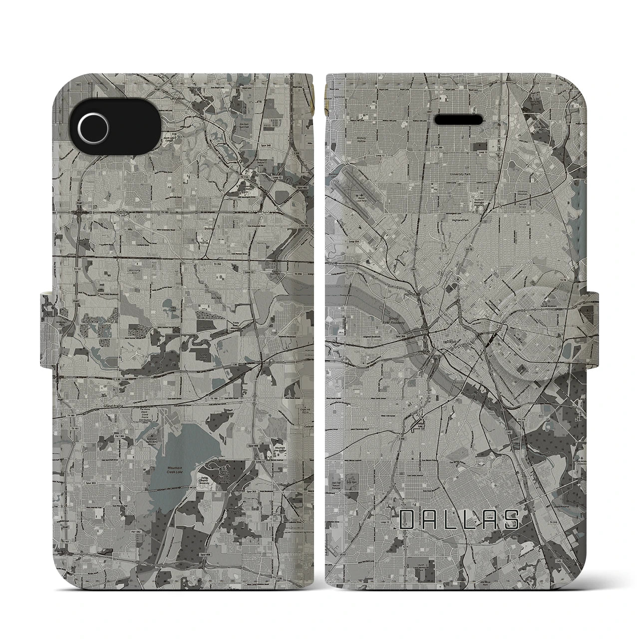 【ダラス(アメリカ)】地図柄iPhoneケース(手帳タイプ)