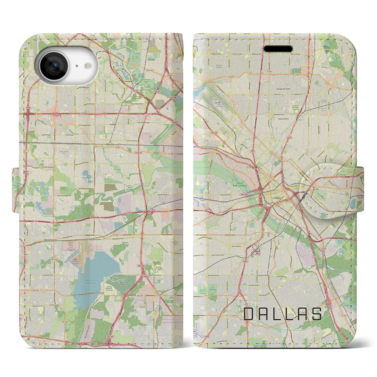 【ダラス(アメリカ)】地図柄iPhoneケース(手帳タイプ)