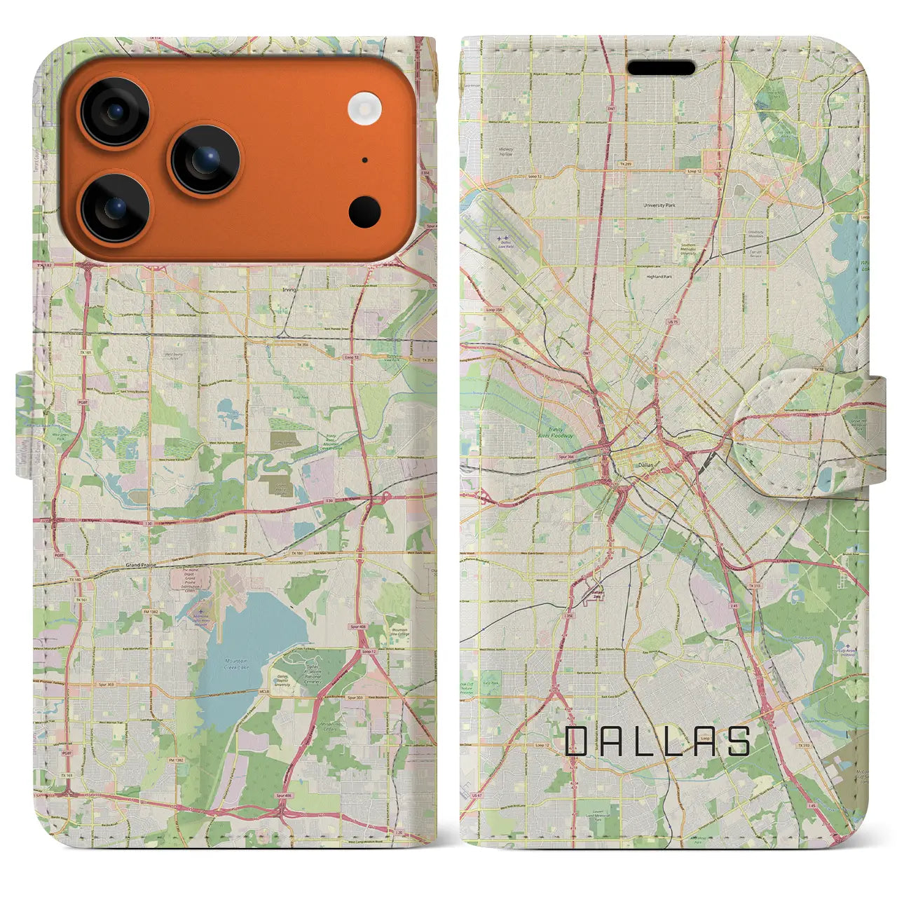 【ダラス(アメリカ)】地図柄iPhoneケース(手帳タイプ)