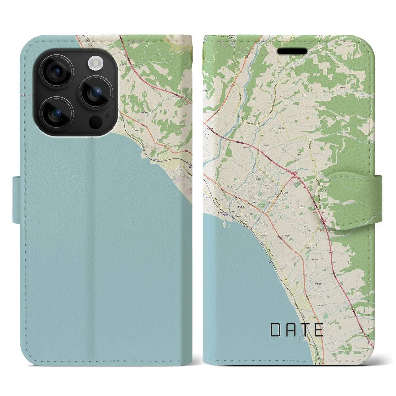【伊達(北海道)】地図柄iPhoneケース(手帳タイプ)ナチュラル・iPhone 16 用