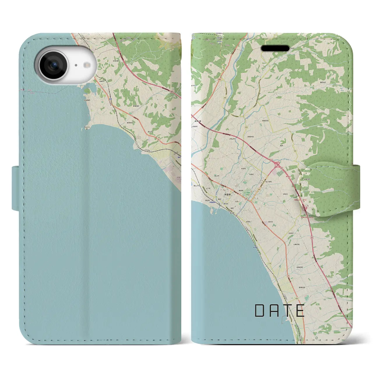 【伊達(北海道)】地図柄iPhoneケース(手帳タイプ)