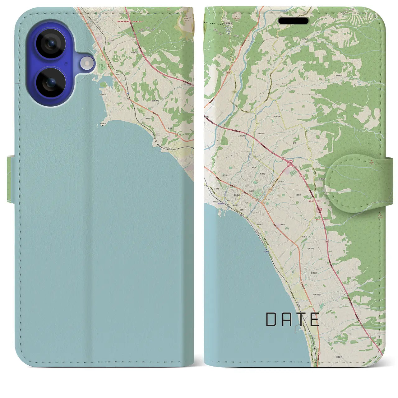 【伊達(北海道)】地図柄iPhoneケース(手帳タイプ)ナチュラル・iPhone 16 Pro Max 用