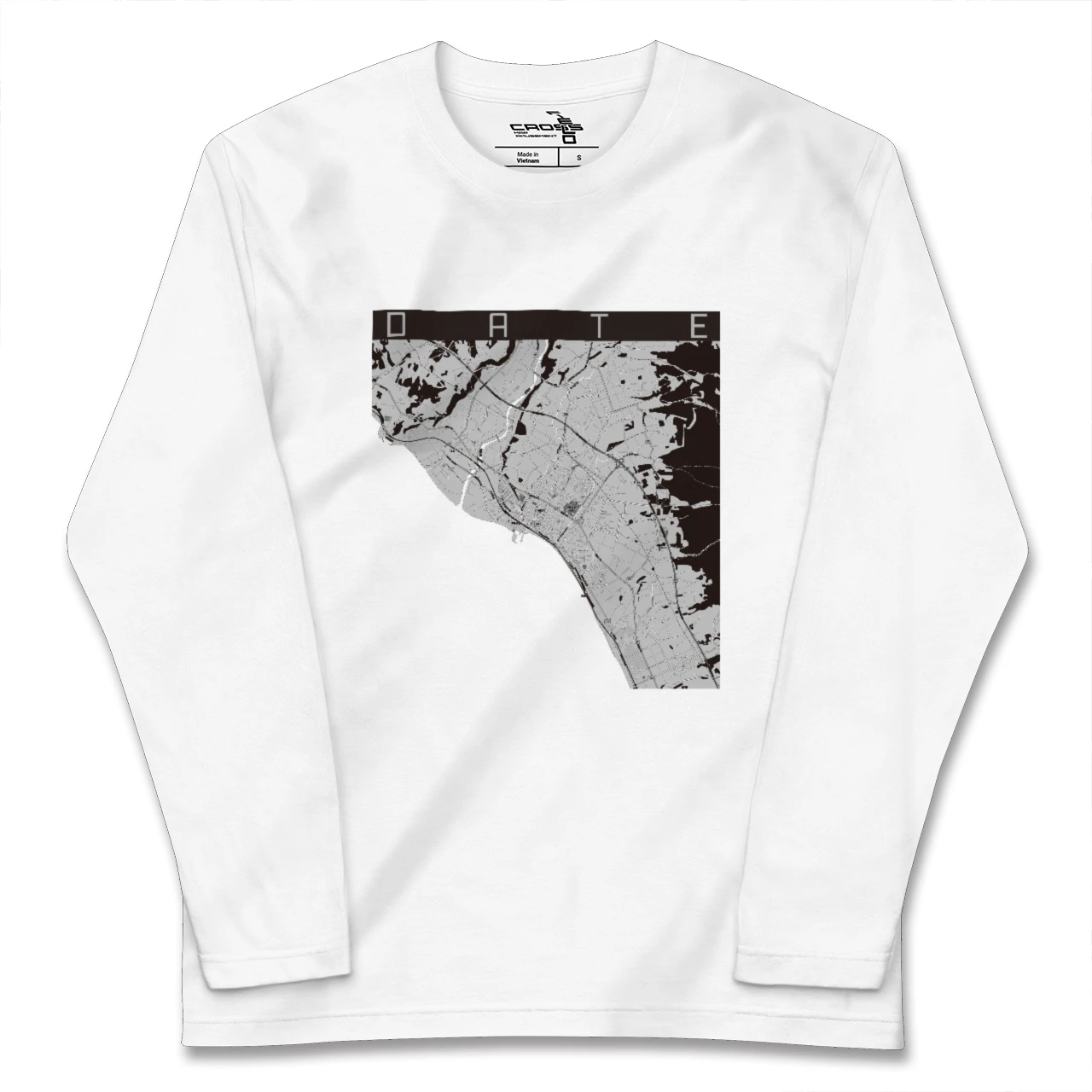 【伊達(北海道)(北海道)】地図柄ロングスリーブTシャツ