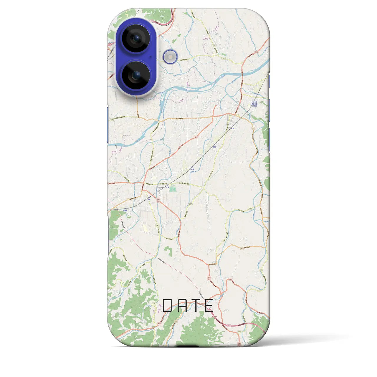 【伊達(福島県)】地図柄iPhoneケース(バックカバータイプ)ブラック・iPhone 16 Pro Max 用