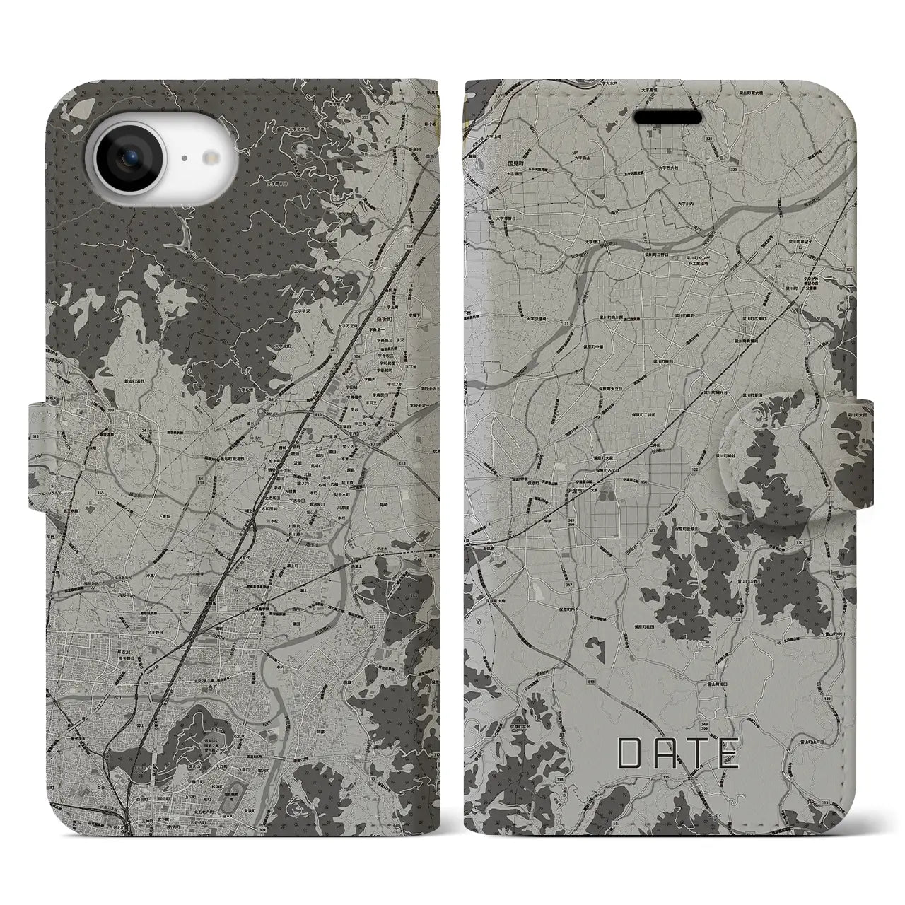 【伊達(福島県)】地図柄iPhoneケース(手帳タイプ)