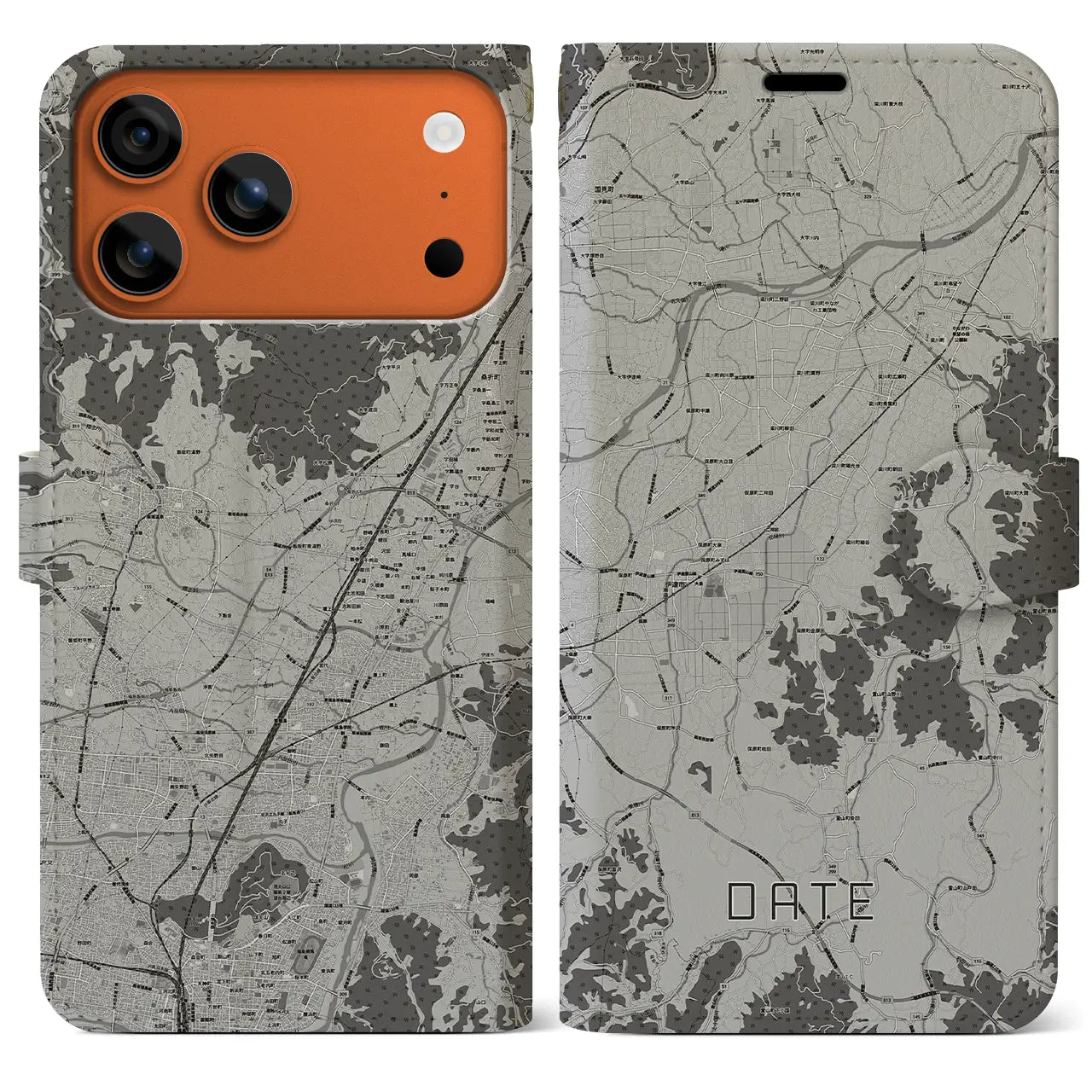 【伊達(福島県)】地図柄iPhoneケース(手帳タイプ)