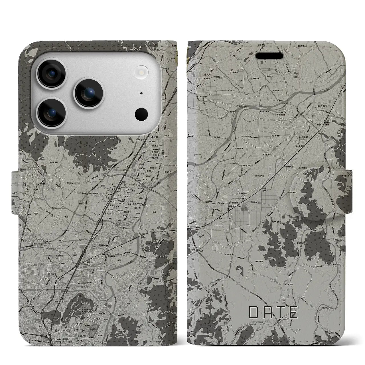 【伊達(福島県)】地図柄iPhoneケース(手帳タイプ)