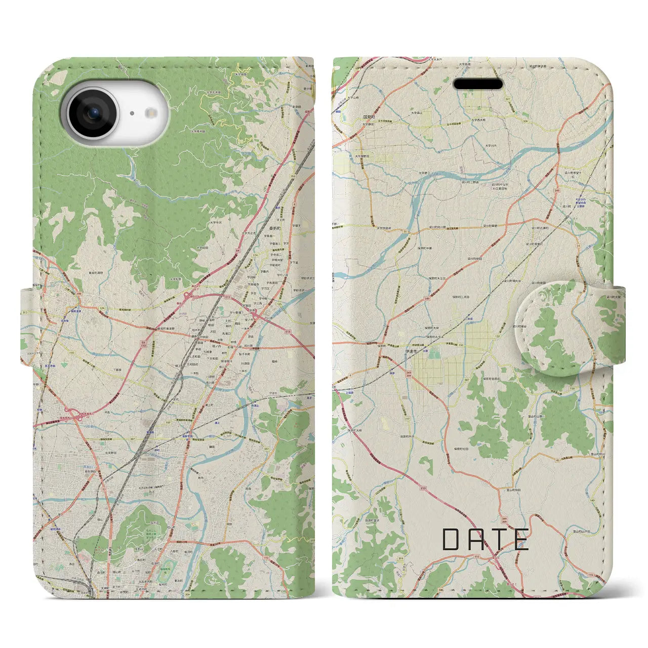 【伊達(福島県)】地図柄iPhoneケース(手帳タイプ)