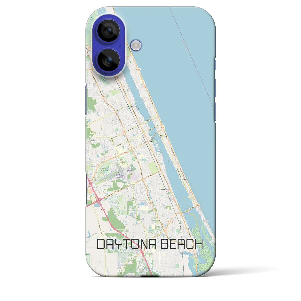 【デイトナビーチ(アメリカ)】地図柄iPhoneケース(バックカバータイプ)ブラック・iPhone 16 Pro Max 用