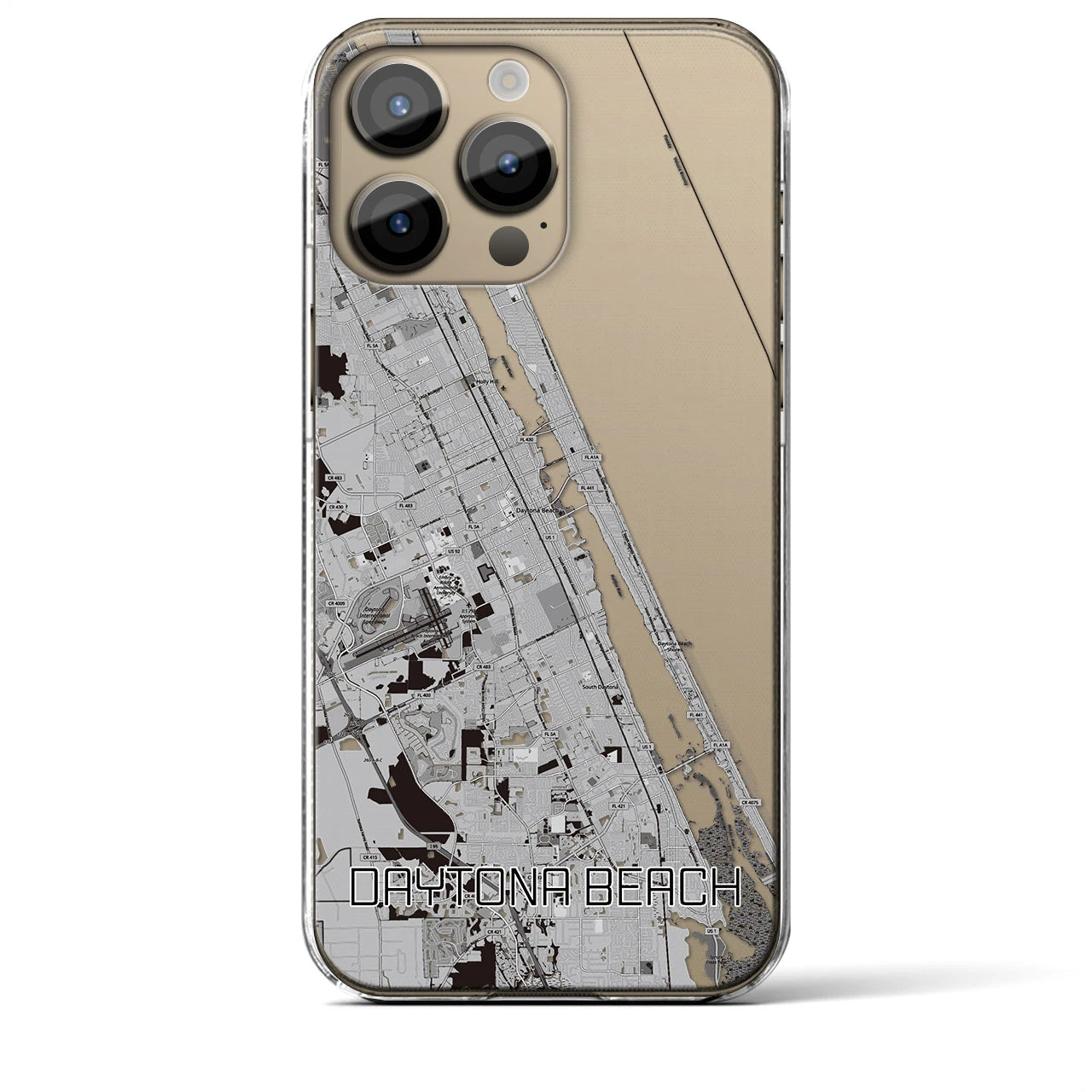 【デイトナビーチ(アメリカ)】地図柄iPhoneケース(クリアタイプ)