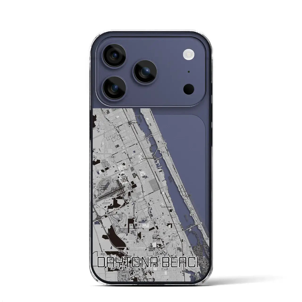 【デイトナビーチ(アメリカ)】地図柄iPhoneケース(クリアタイプ)モノトーン・iPhone 17 Pro Max 用