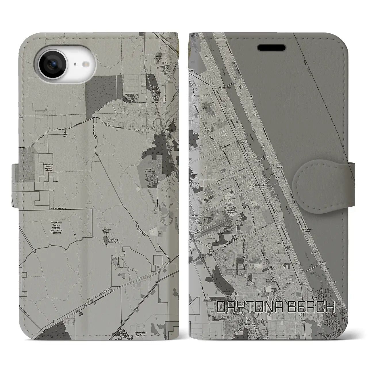 【デイトナビーチ(アメリカ)】地図柄iPhoneケース(手帳タイプ)