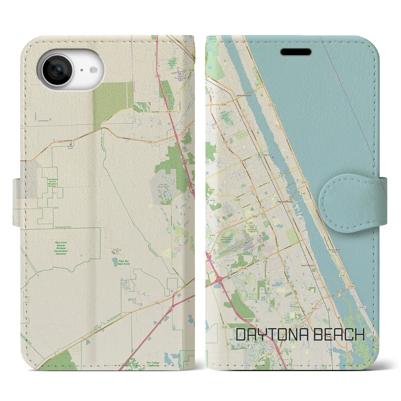 【デイトナビーチ(アメリカ)】地図柄iPhoneケース(手帳タイプ)