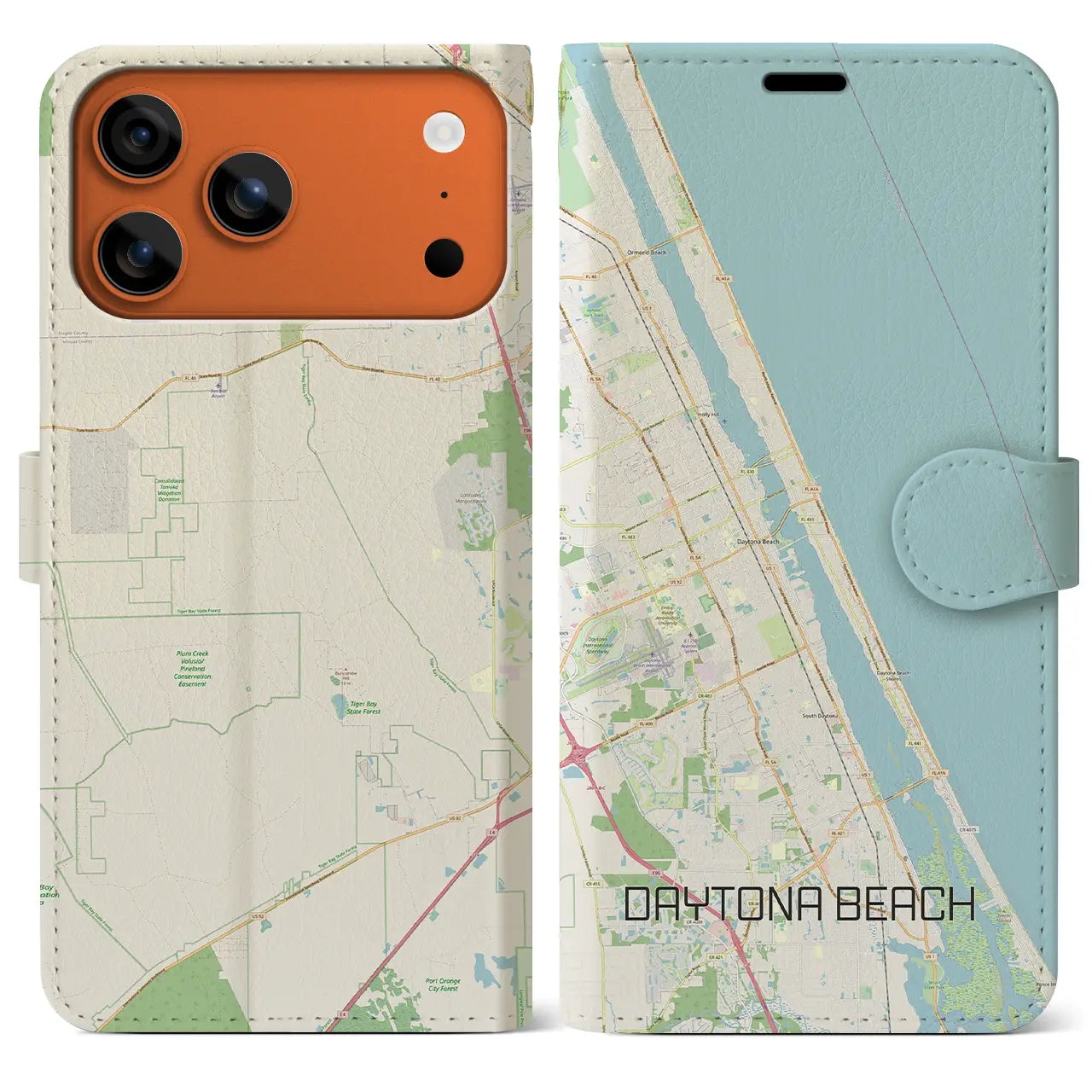 【デイトナビーチ(アメリカ)】地図柄iPhoneケース(手帳タイプ)