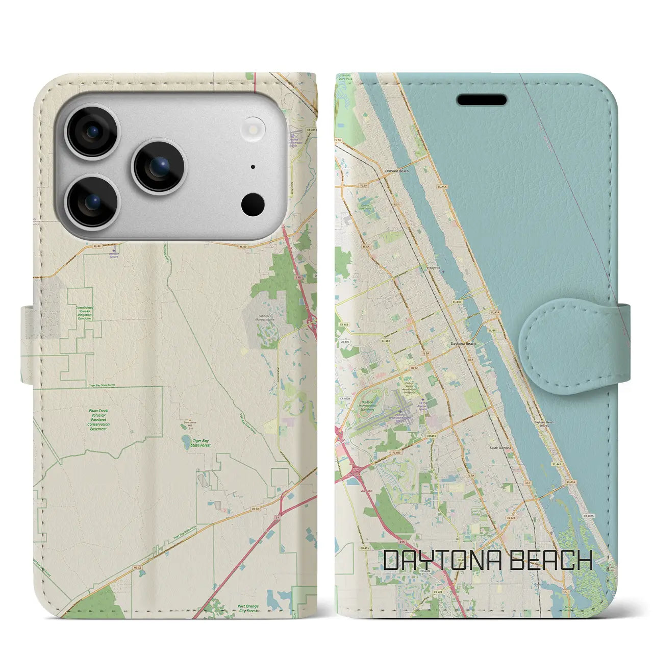 【デイトナビーチ(アメリカ)】地図柄iPhoneケース(手帳タイプ)