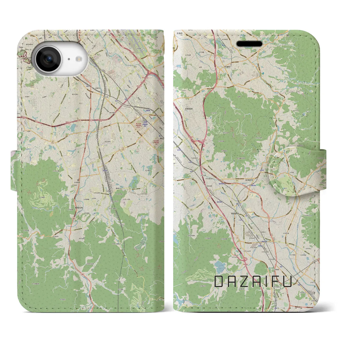 【太宰府(福岡県)】地図柄iPhoneケース(手帳タイプ)